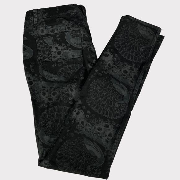 Xhilaration Denim - Xhilaration Jeans Peacock Print Juniors 7 Black Gray